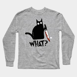Cat What? Murderous Black Cat With Knife Gift Premium T-Shirt Classic T-Shirt Long Sleeve T-Shirt